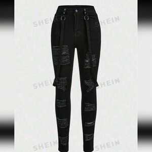 🧿ROMWE Grunge Punk High Waisted Skinny Jeans